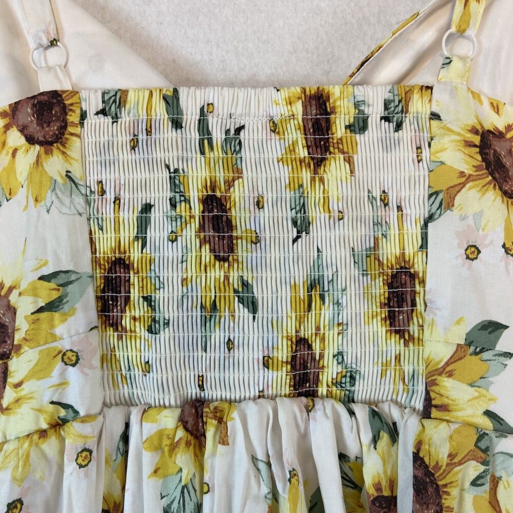 Torrid Sunflower Dress Mini Tie Front Skater Sz 2X‎ Pockets Smocked Summer - Picture 5 of 9